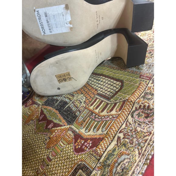 rag & bone New York Black Leather Slingback Block Heel Sandals Size 37 - Picture 8 of 8